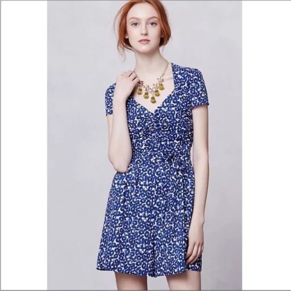 Leifnotes Anthropologie Women's Drafted Petals Romper in Blue Size US 6 NWT